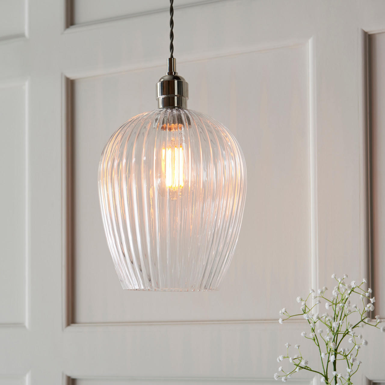 Lifestyle Lighting Company Ribbed Glass Small Pendant Light | All Square Lighting