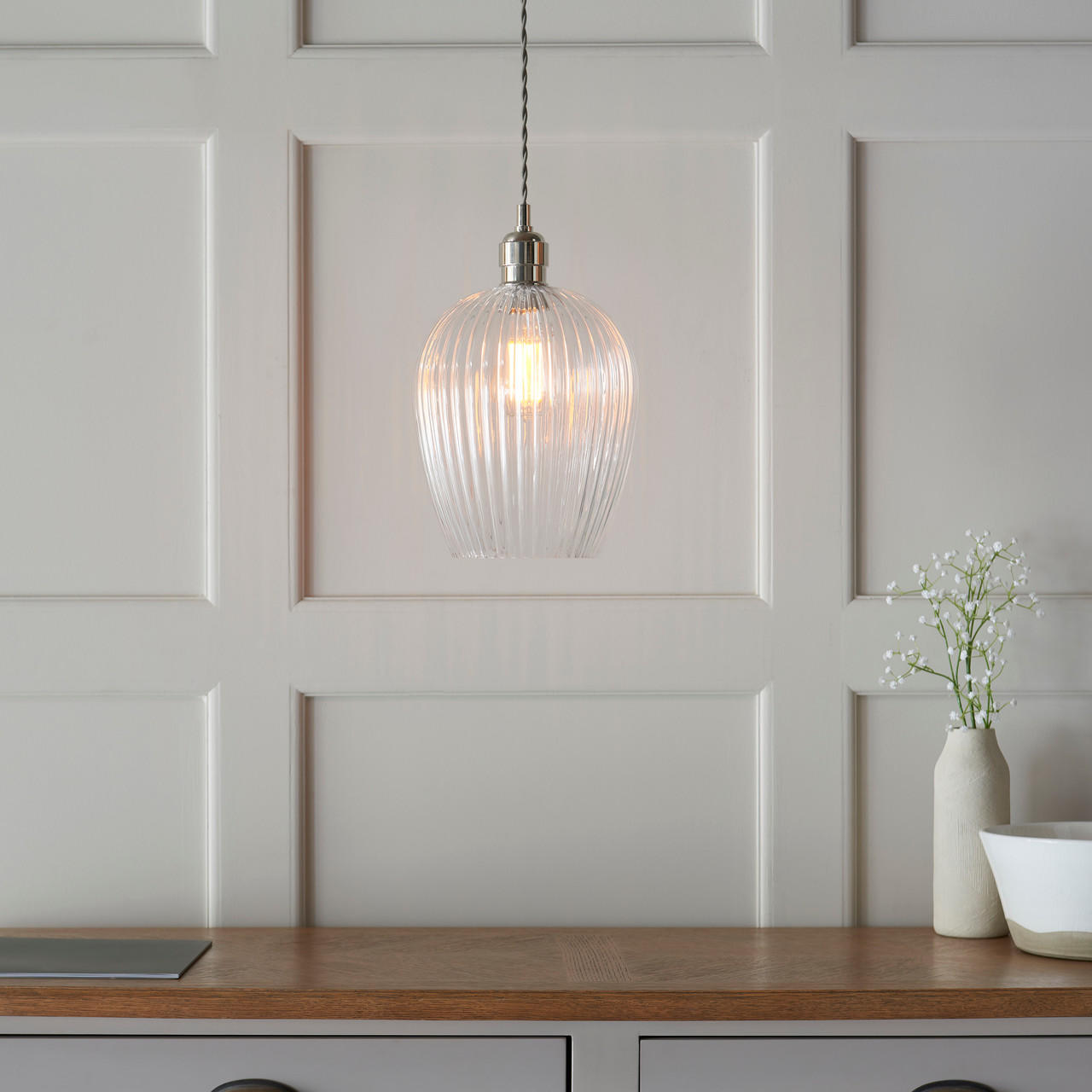 Lifestyle Lighting Company Ribbed Glass Small Pendant Light | All Square Lighting