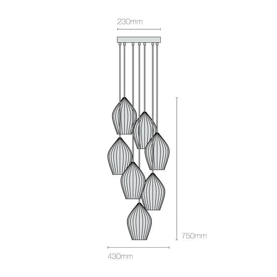 Fin Grouping Of 7 Pendant Light