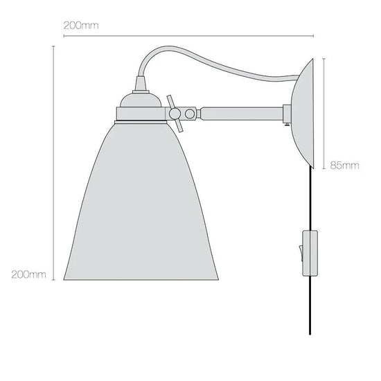 Hector Medium Dome Plug Switch & Cable Wall Light