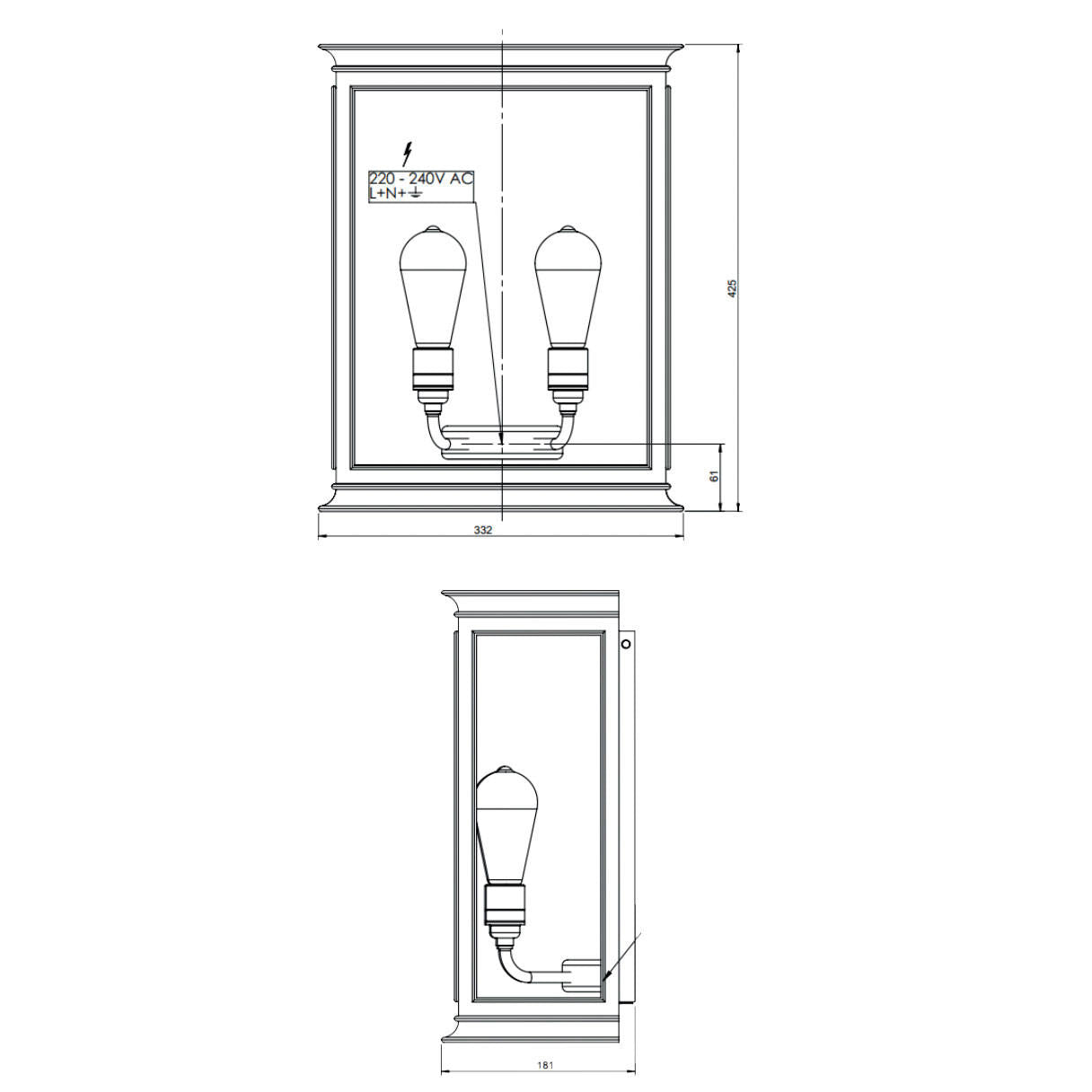 Tekna Fullham N165 Wall Light | All Square Lighting